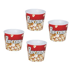 Plastic Popcorn Bucket Style Bowl - Set of 4