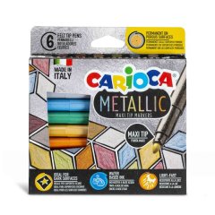 Carioca Metallic Maxi Felt tip pens assorted 6 pack