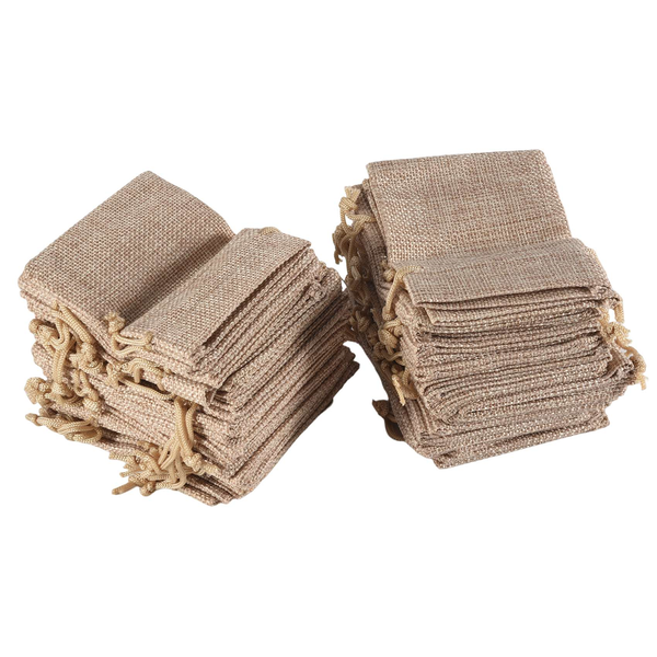 50Pcs Small Burlap Bags Gift Little Burlap Drawstring Bags