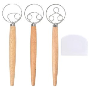 3 Pack Danish Dough Whisk,with Scraper for Pastry or Pizza Dough,Etc
