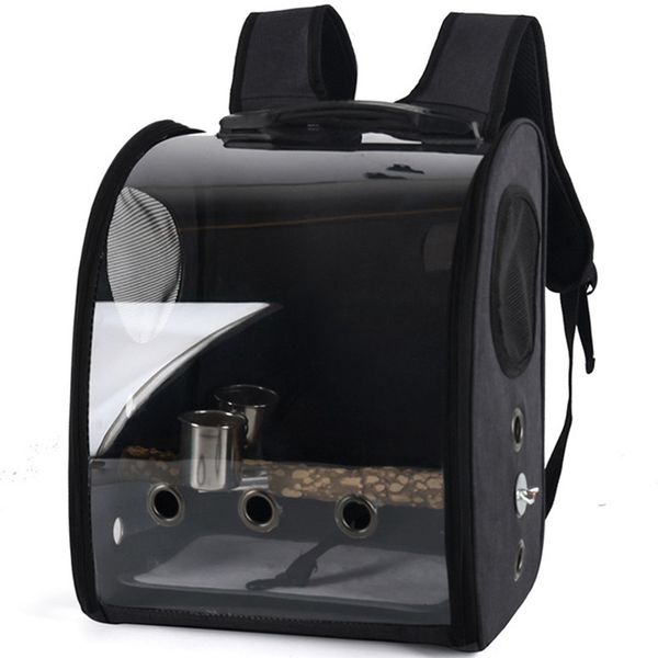 Parrot Backpack Bird Backpack with Perch &amp; Parrot Feeding Cup Travel Cage