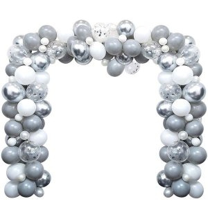 Birthday Party Baby Shower Decoration DIY Balloon Arch Kit - Silver