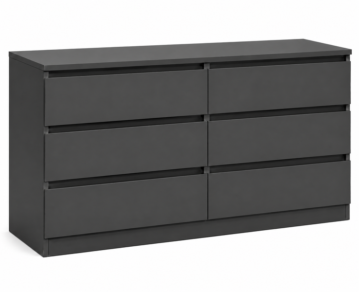 Bedroom Dresser Chest of Drawers Durable 6 Drawer 1200x400x800mm Dark Grey