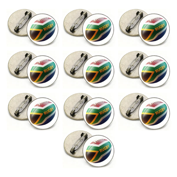 10PK South Africa &amp; Rugby Duo Flag Pin Badge Souvenier Novelty Gift
