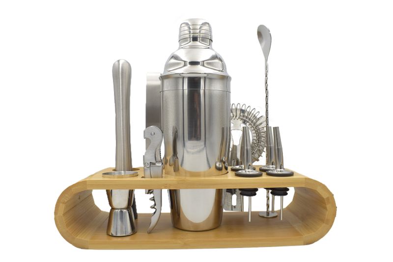 750ml Cocktail &amp; Barware Tools Set with Bamboo Stand