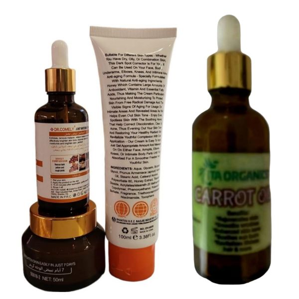 Dark Nuckle Skincare Set- Hand Cream, Serum &amp; Cream&amp;Riita Carrot Oil