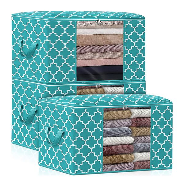 Creative Deco Set of 3 Large Capacity Premium Storage Bags - Persian Green