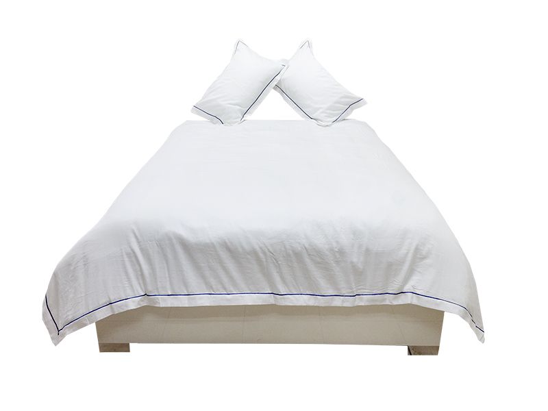 Egyptian Collection Oxford Vic Blue Satin Stitch Pillow Cover Set