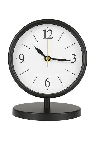 Home Vintage Table Clock, Black Desk Clock on Stand Decorative Desk