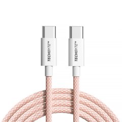 TechByte USB Type-C to USB Type-C Cable - 3m Braided Fast Charging - Pink
