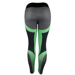 Honeycomb High Waist Elastic Women's Fitness Pants Light Blue