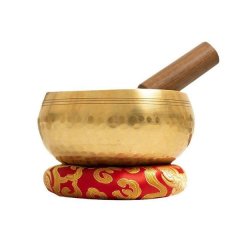 8cm Brass Sound Bowl with Cushion for Meditation - Gold