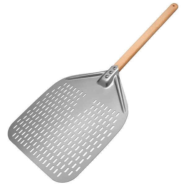 Perforated Pizza Peel Rectangular Turning Spatula with Detachable