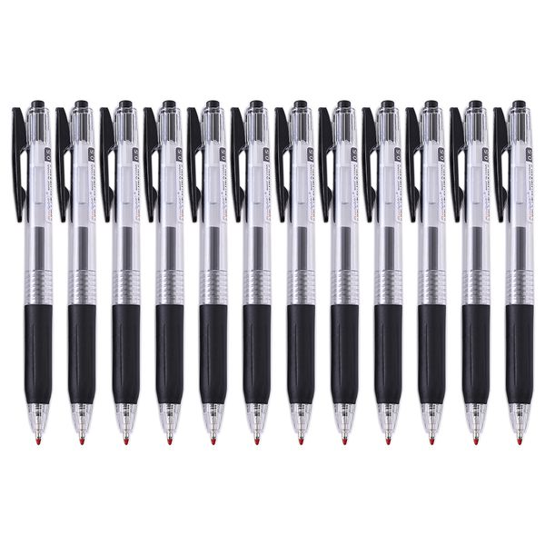 12 Pack Ballpoint Gel Pens Click Retractable 0.5mm Black Ink Smooth Writing