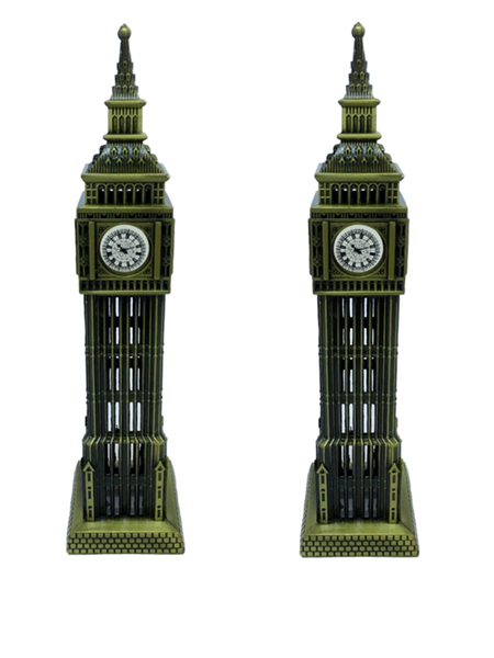 18cm London's Big Ben Clock Tower Collectable Model - 2 Pack