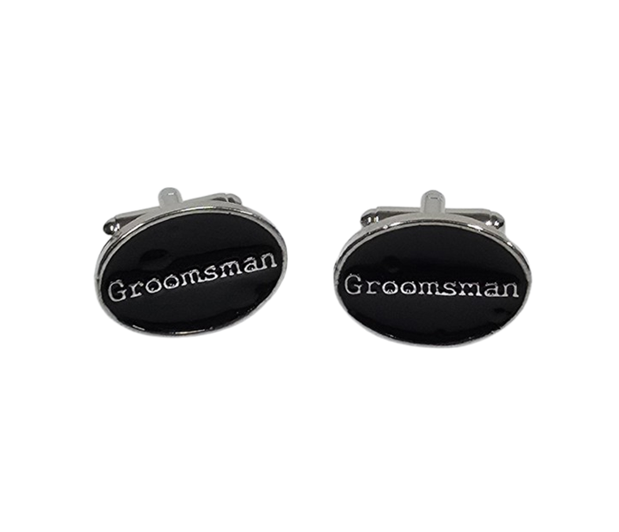 Wedding Silver &amp; Black Cufflinks - Groomsman