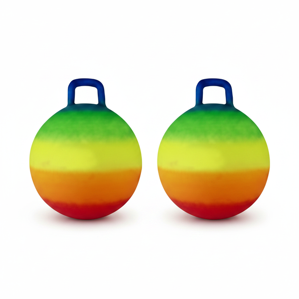Rainbow Ride-On Hopper Ball for Kids 45cm - Durable Bouncing Toy - 2 Pack