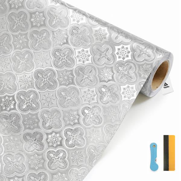 Topika Floral Frosted Privacy Film, UV Blocking Anti-Glare Bath Window Tint
