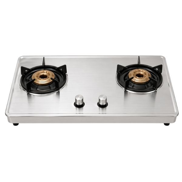 2 Burner Gas Stove Hob - Stainless Steel Tabletop Cooker