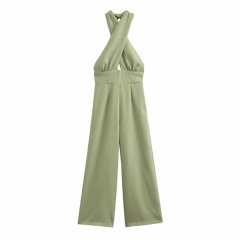 Green Bowtie Halter Jumpsuit
