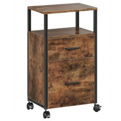 2 Drawer Mobile File Cabinet-Rolling Printer Stand with Open Storage Shelf