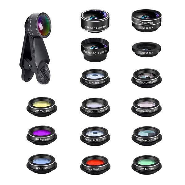 Fudisenn Universal Clip-on 15-in-1 Phone Camera Lens Kit