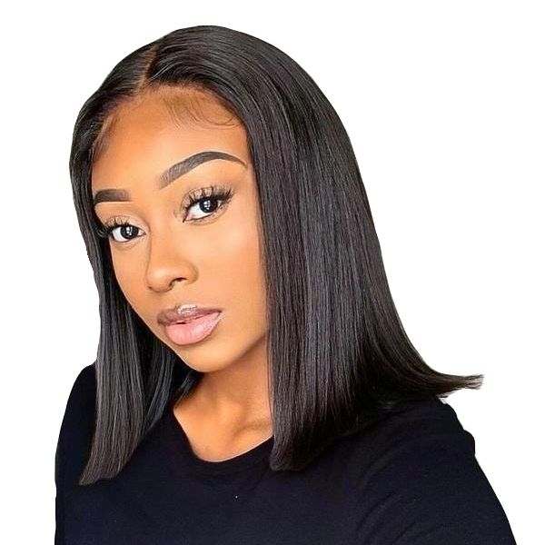 Glueless Full Frontal Bob Peruvian / Brazilian Human Hair Wig 12 inch