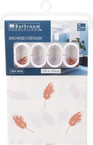 Bathroom SolutionsEyelet Leaf Shower Curtain with Hooks - 180 x 180cm