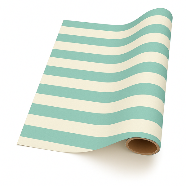 Gift Wrapping Paper 5m Roll - Blue &amp; Cream Stripe &amp; Dot