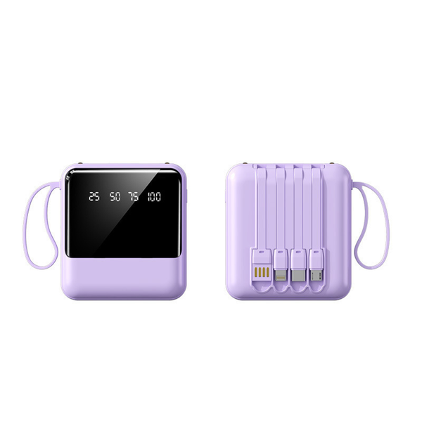 Mini Portable 20000mAH High Capacity Power Bank with 4-in1 Built-in Cables