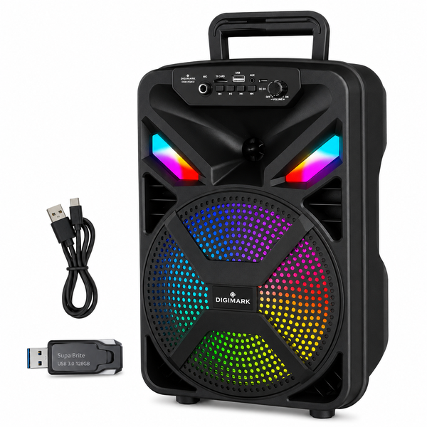 8 Inch Bluetooth Speaker 30W with FM Radio USB TF AUX &amp; 128GB USB
