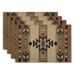 Southwestern Placemats Set of 4, Rustic Tribal Geometric Heat Resistant,