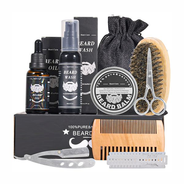 13 Men's Beard Care Kit Growth Beard Oil Balm Grooming &amp; Trimming Set