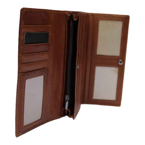 Genuine Leather Trifold Spacious Purse 11 Card Slots