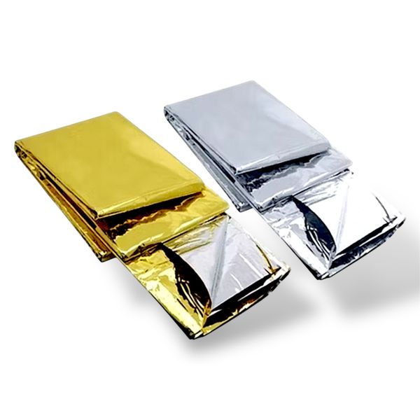 2-Pack Gold &amp; Silver Emergency Mylar Thermal Blankets