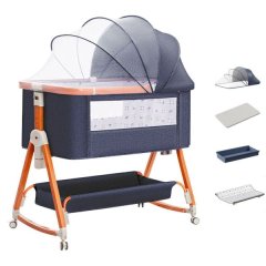 Foldable 6-in-1 Bedside Crib Baby Bassinet Sleeper with Changing Table