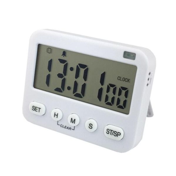 Multifunctional Kitchen Timer - Digital Cooking Alarm with Vibrating Flashing Light - White