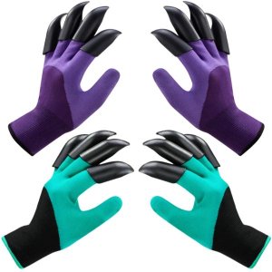Garden Gloves with Claws, (Purple+Blue) 2PCS