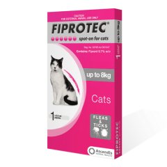 Fiprotec Spot-On Tick &amp; Flea For Cats Pink (up to 8kg) - Single Pipette