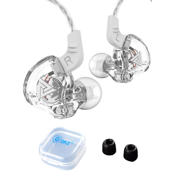 QKZ AK6 - HD - In-Ear Monitor Earphones with Case &amp; Foam Eartips - Crystal