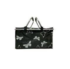 Picnic Basket 47x25x27cm Black With Grey Butterfly Pattern