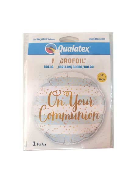 18 Inch Foil Round on Ur Communion Blue Stripe