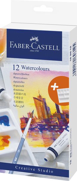 Faber Castell Creative Studio Watercolour Tubes 9ml - Set 12 + Palette