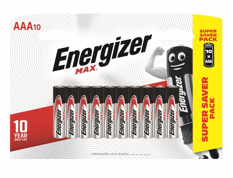 Energizer AAA E92BP10T MAX Alkaline Batteries - 1.5V