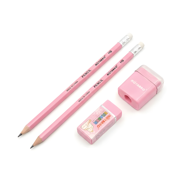 2-Piece Mixed Colors HB Pencil Set with Eraser &amp; Sharpener