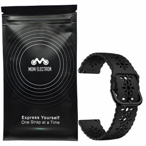 Blossom Silicone Watch Strap Compatible with Garmin Venu 4 45mm- Black