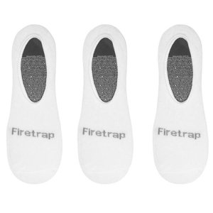 Firetrap Mens Invisible 3 Pack Socks - White - 12+ [Parallel Import]