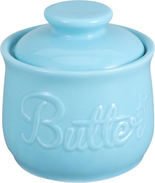 Ceramic French Crock with Lid White Airtight Butter Keeper