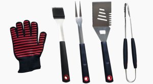 Alva – 5pc BBQ Tool Set In Case (Fork / Brush / Tongs / Lifter / Glove)