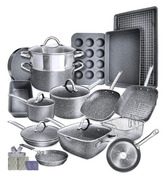 Nonstick Granite Cookware Pot Set - 23-Piece